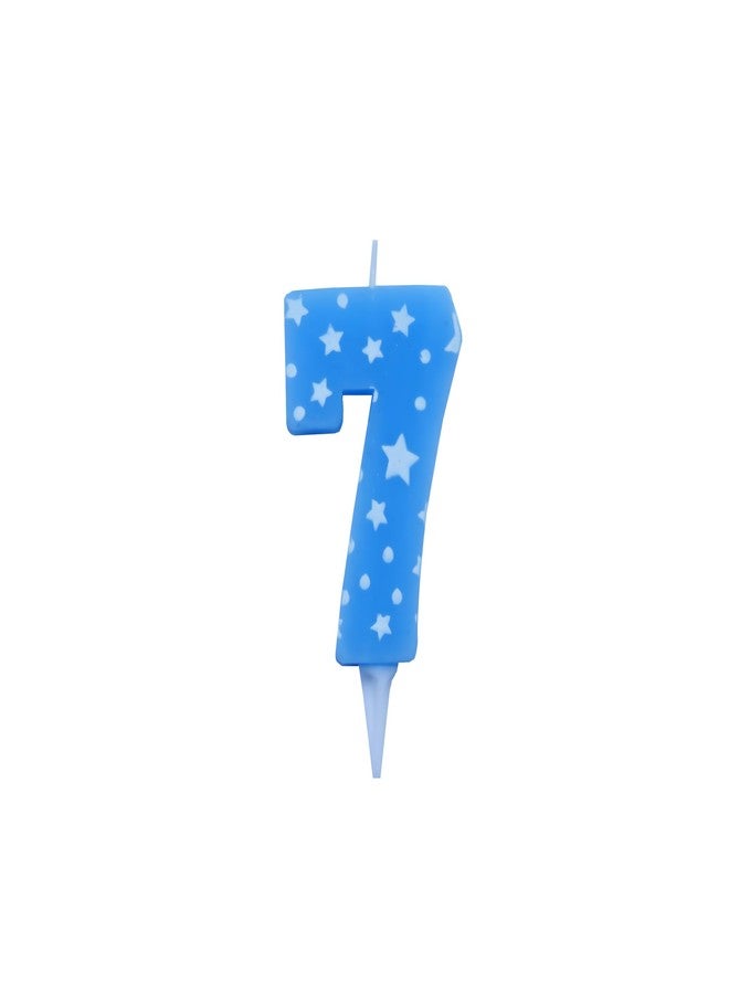 PepUp Wax Happy Birthday "7" Number Party Decorations Pack Supplies Star Candle (Blue) - Image 1